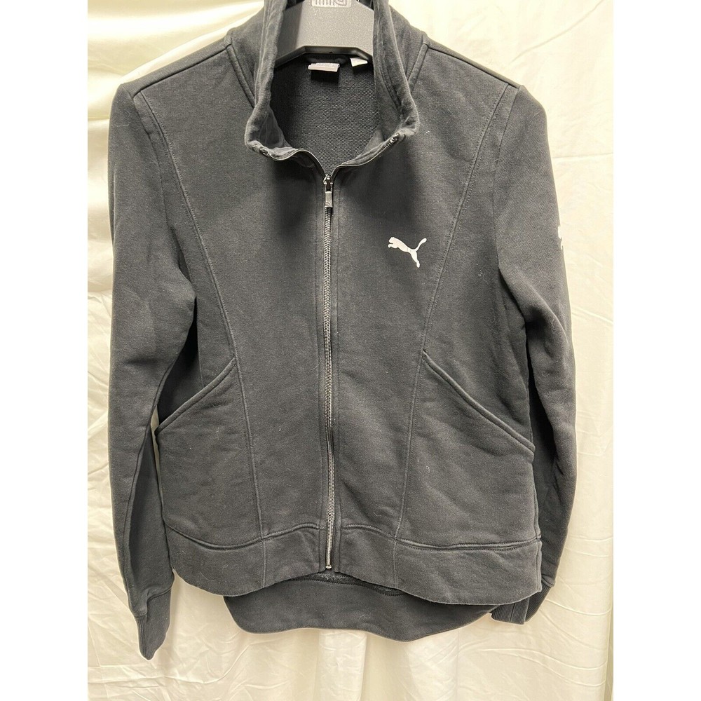 Puma Jacket Womens Size Large Full Zip Black Mock Neck Sporty Athletic Sweater - Picture 1 of 7